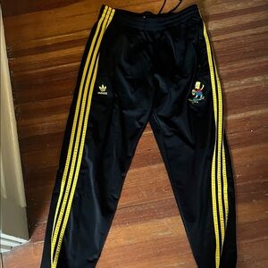 Adidas Kids Black Joggers with Yellow Accents